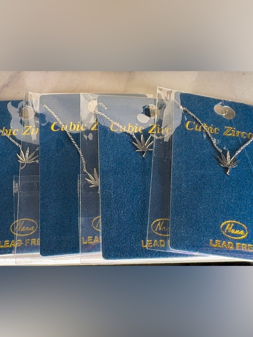 2 for 6 Deal Unisex Cubic Zirconia Gold Leaf Pendant Necklace - Gold